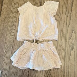 Art Class Pink, Cream & Gold Striped Toddler Girls Matching Shorts Set Sz 2T DC